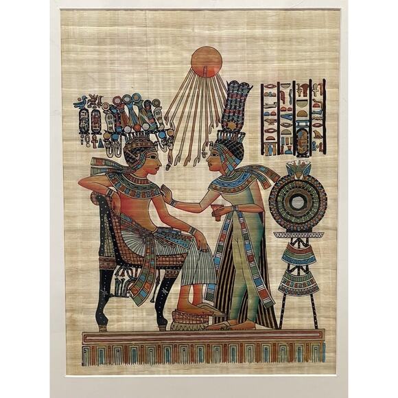 Rare Authentic Ancient Egyptian Papyrus-King Tutankhamun & his Wife Ankhesenamun - Picture 11 of 11